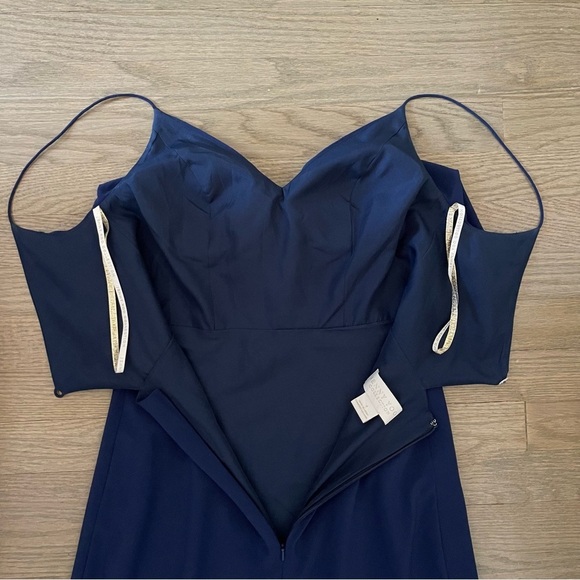 Jenny Yoo Navy Drape Spaghetti Strap Chiffon Bridesmaid Dress Size 4 - Picture 6 of 16